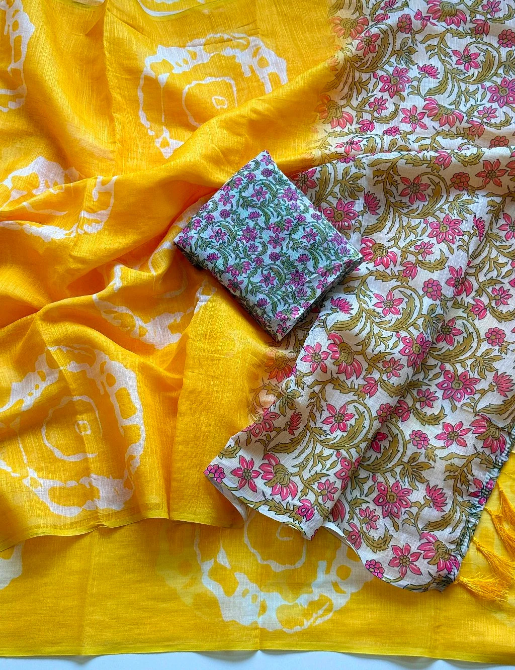 Soft Cotton Lenin Abstract Floral Print Fabric thumbnail 4