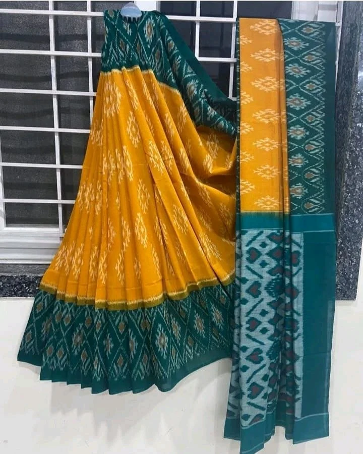 Lenin Ikat Cotton Saree thumbnail 7