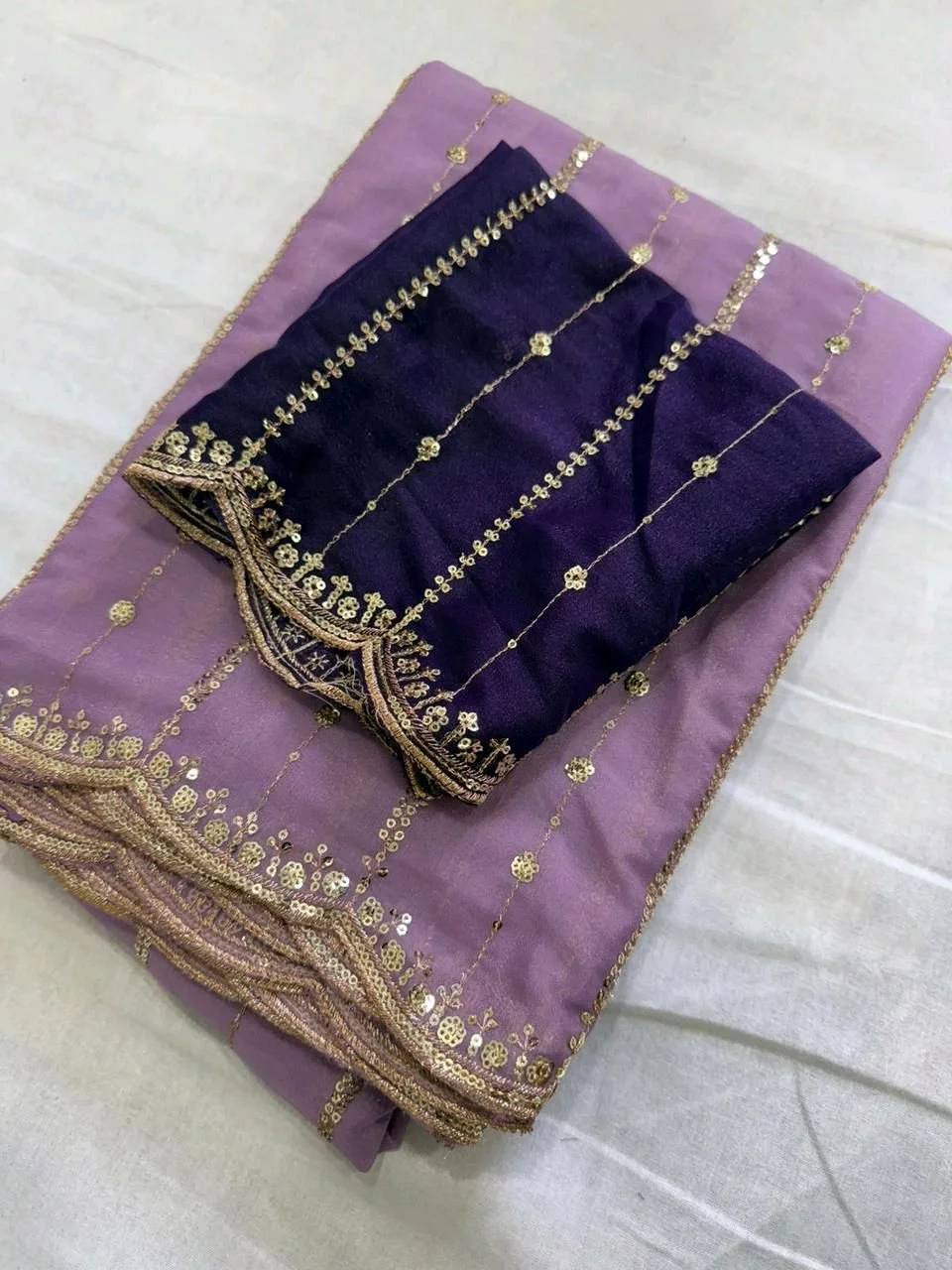 Georgette Work Saress thumbnail 1