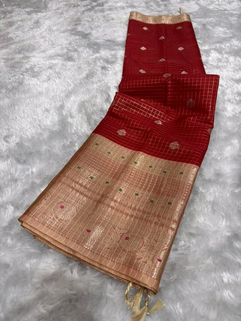 Semi Katan Sift Silk Banstadi Saree 4