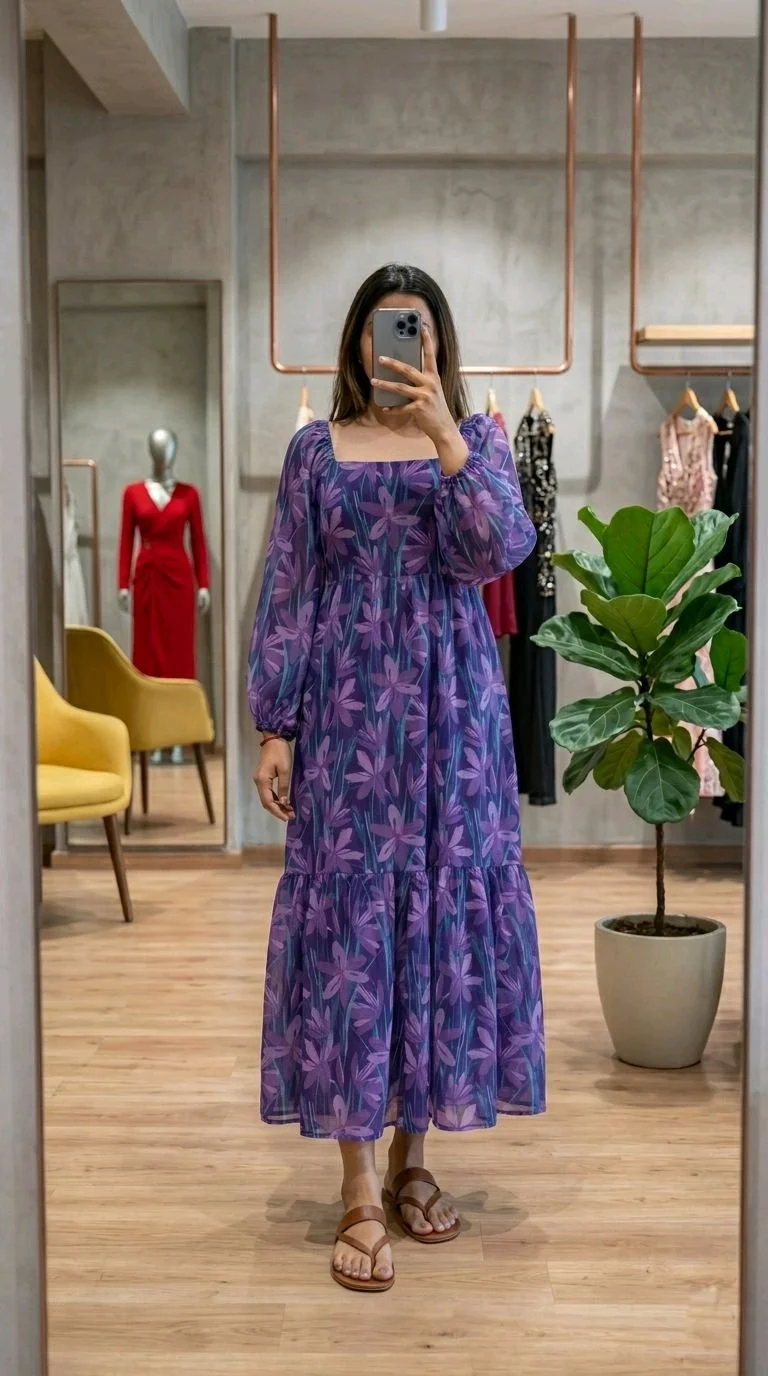 Floral Print Long Sleeve Maxi Dress 9