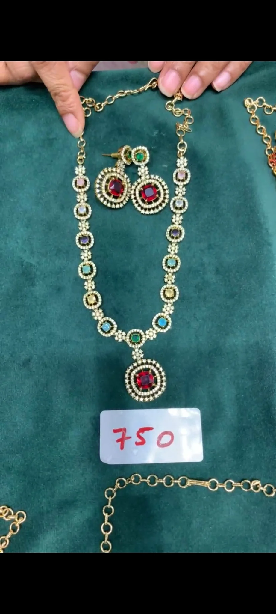 stone necklace with earrings