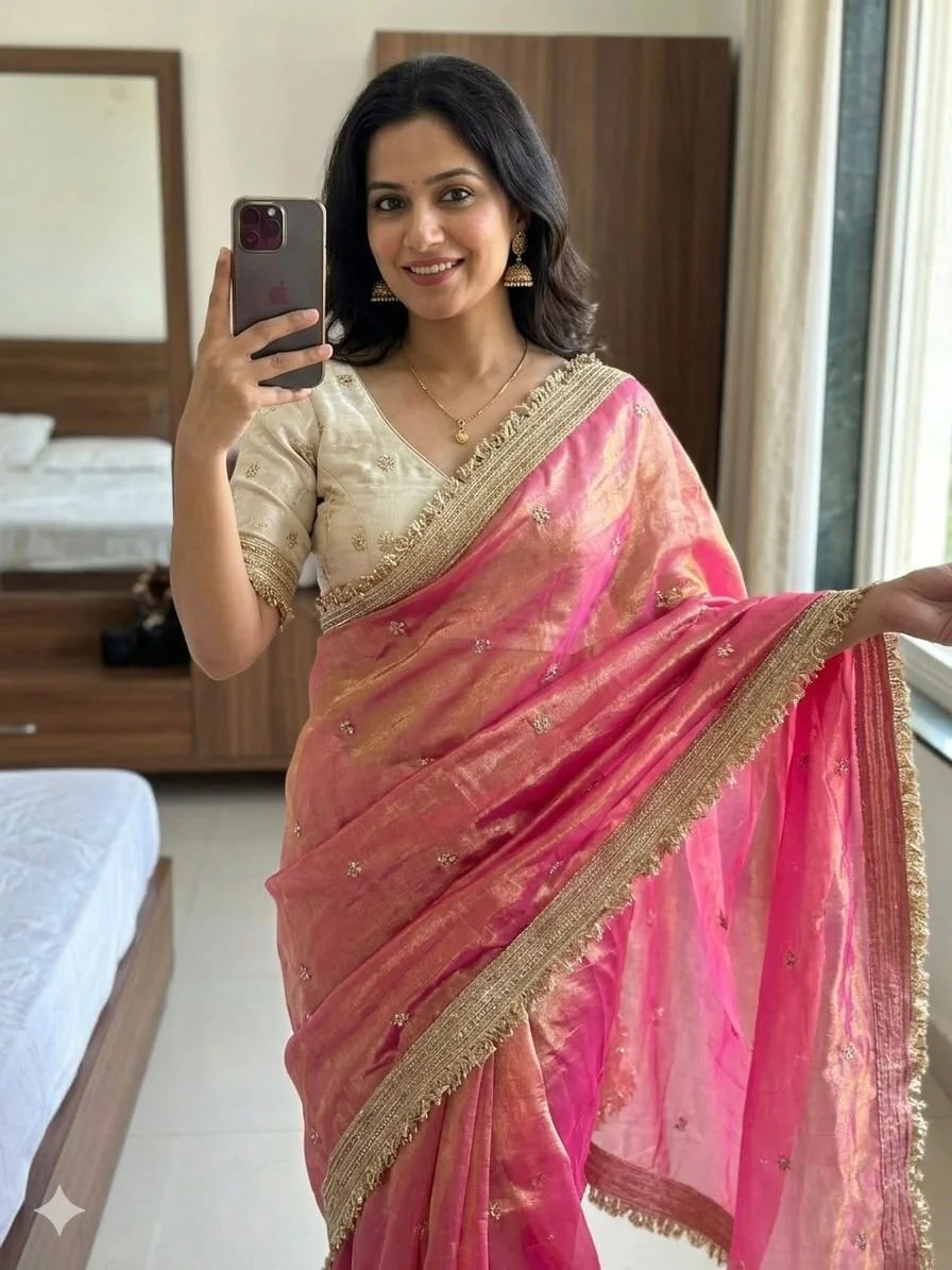 Space Satin Sequence Work Saree 2