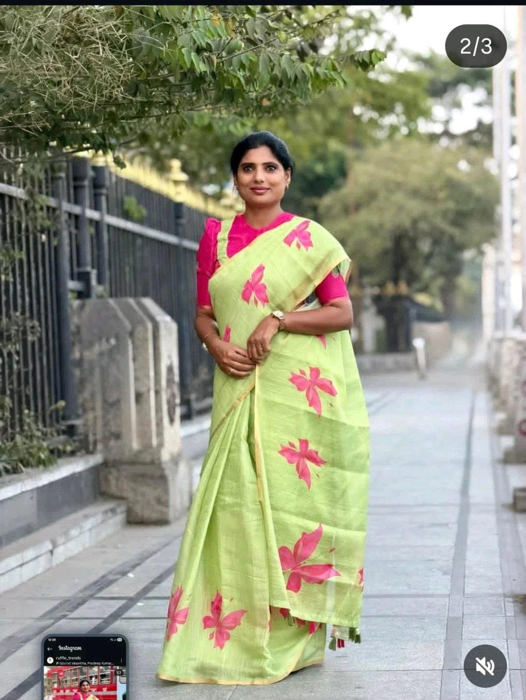 Butterfly Motif Linen Blend Saree 8