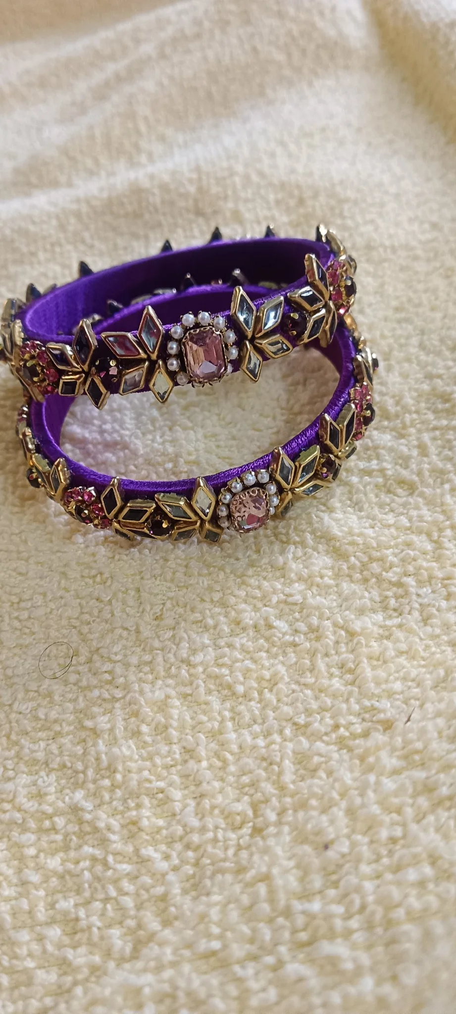 Royal Purple Silk Thread Stone Bangles (Handmade) thumbnail 2