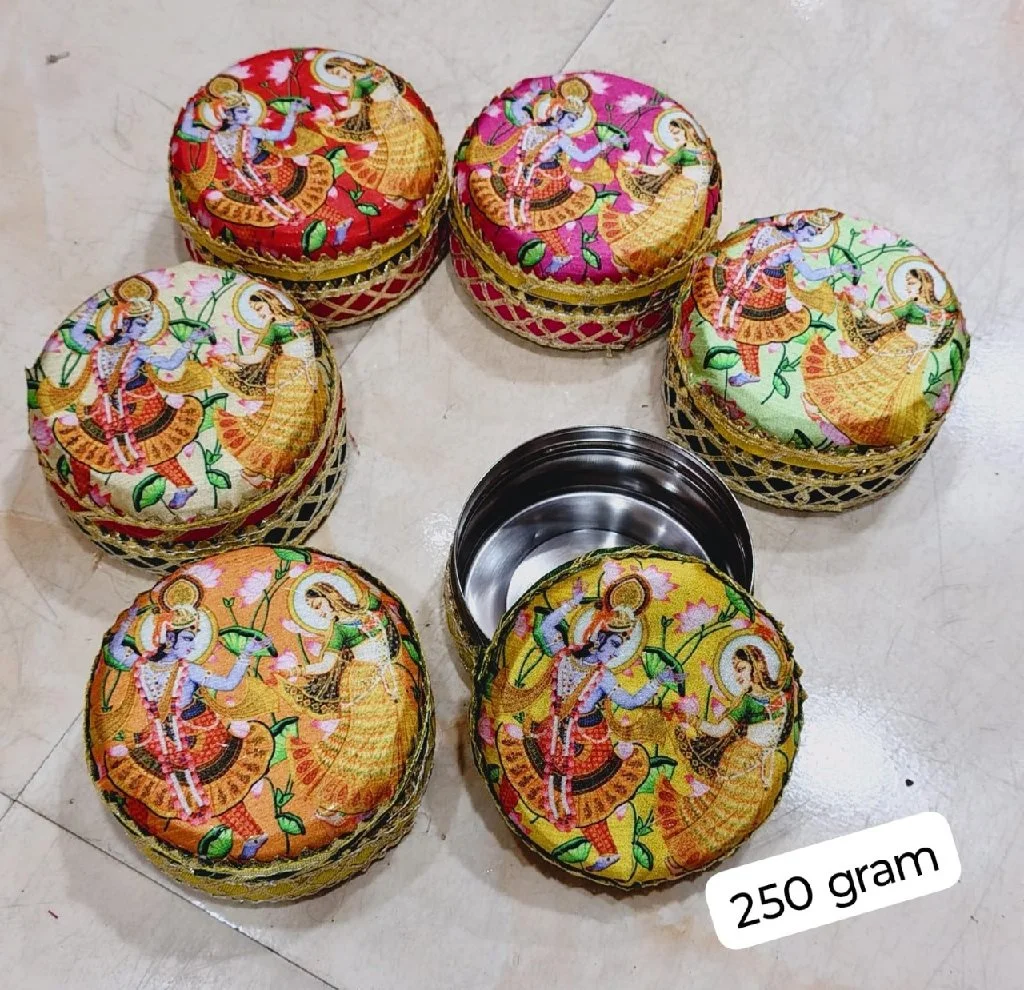Krishna Motif Decorative Round Boxes - Variant 3