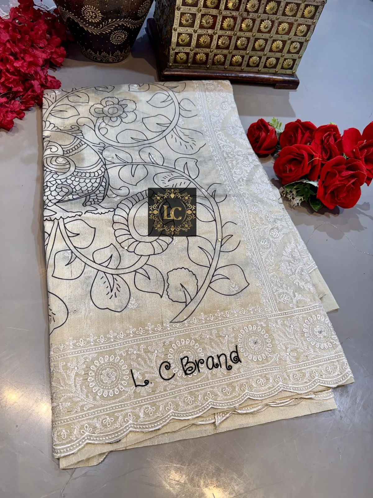 Desi Tussar Silk Saree with Chikankari Work