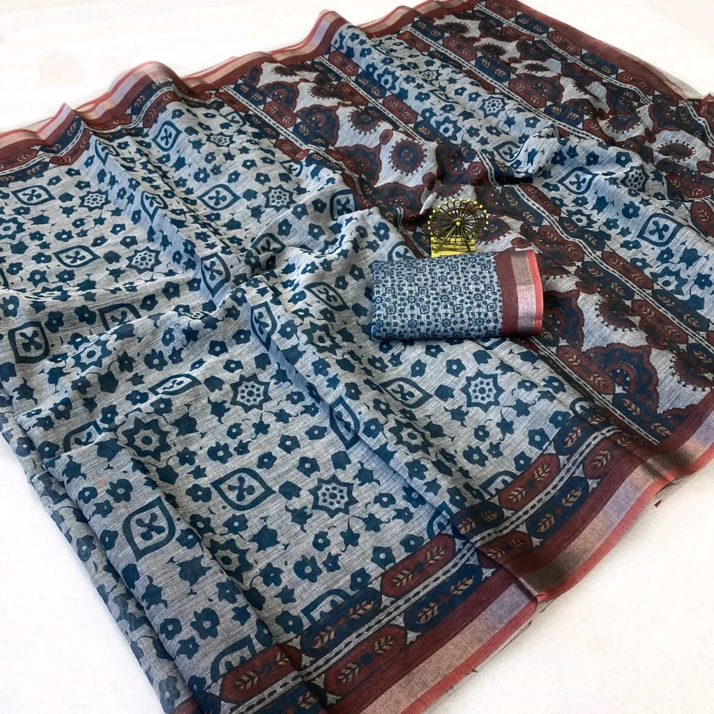 Soft Cotton Print Saree 8