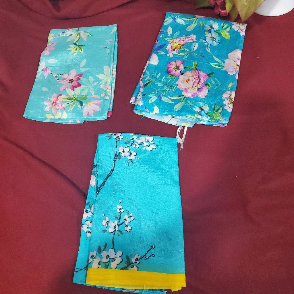Blue Floral Print Fabric Collection