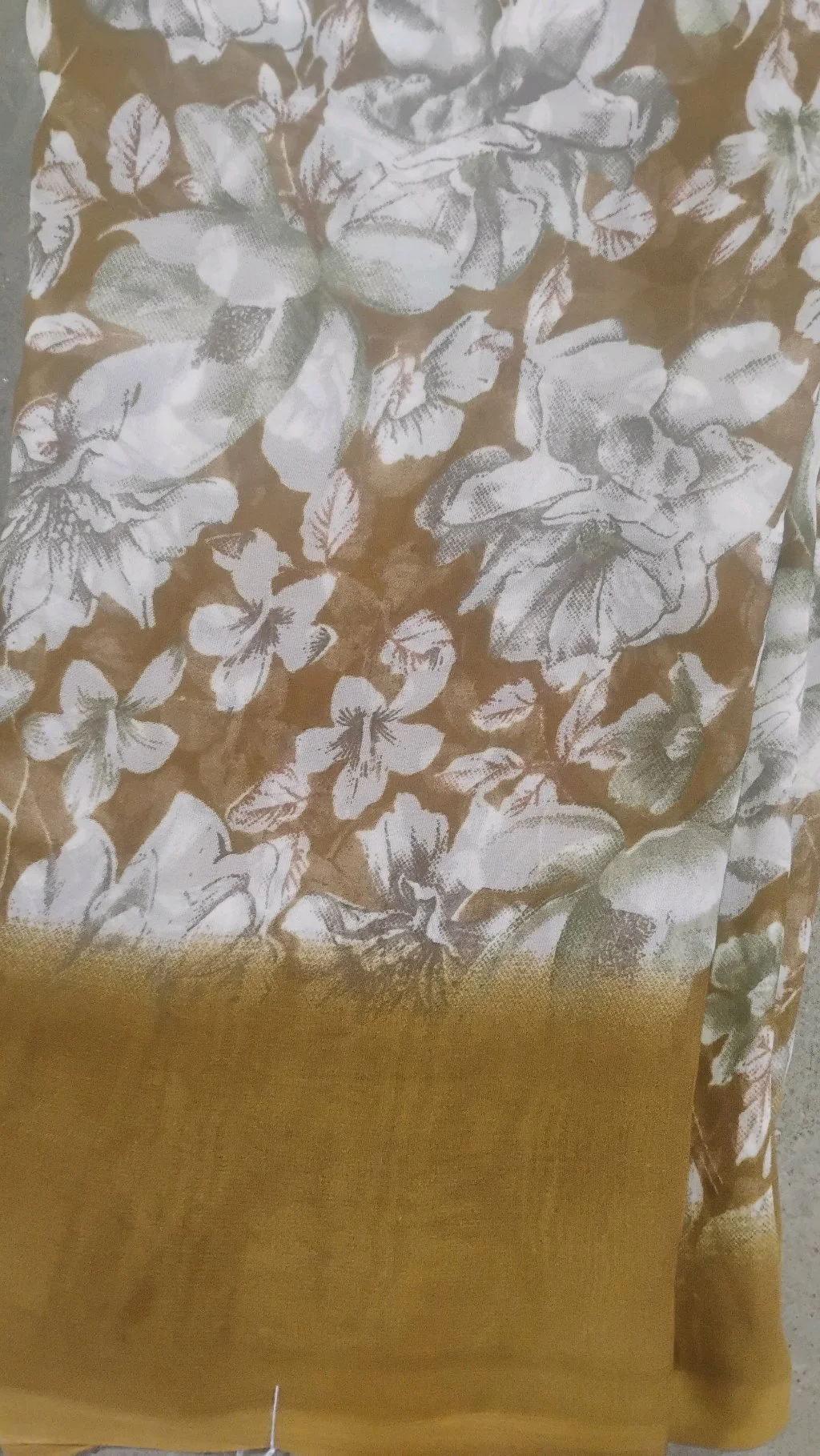Combo Offer Dark Green & Mustard Yellow Floral Print Chiffon Saree thumbnail 6