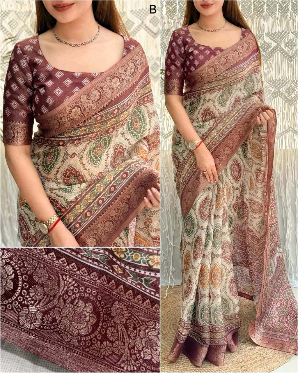 Ajrakh Print Sarees thumbnail 9