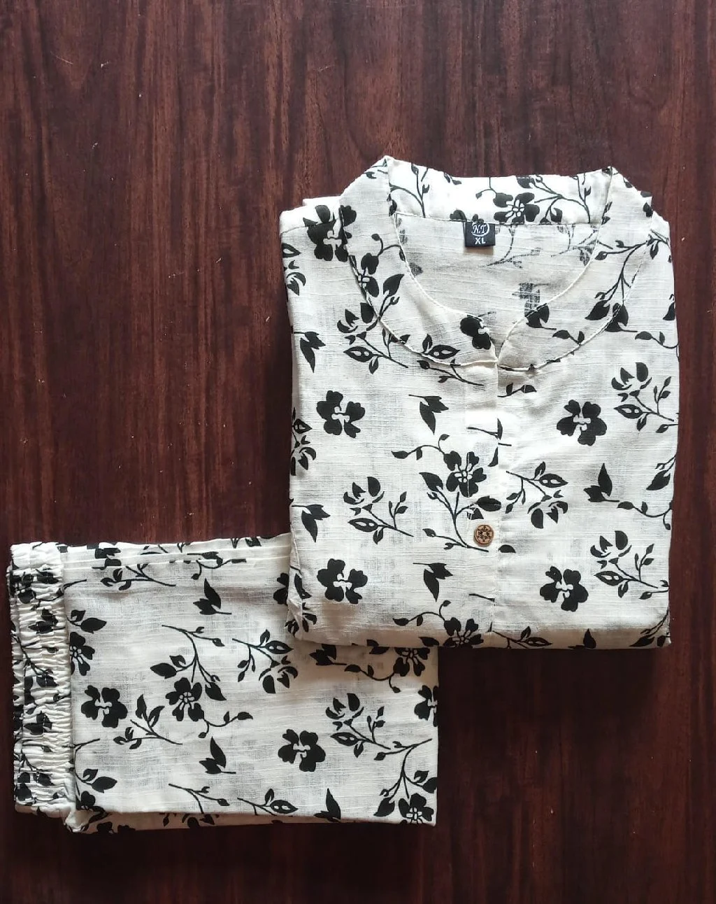 Red Ikat Print Cotton Kurta Set 4