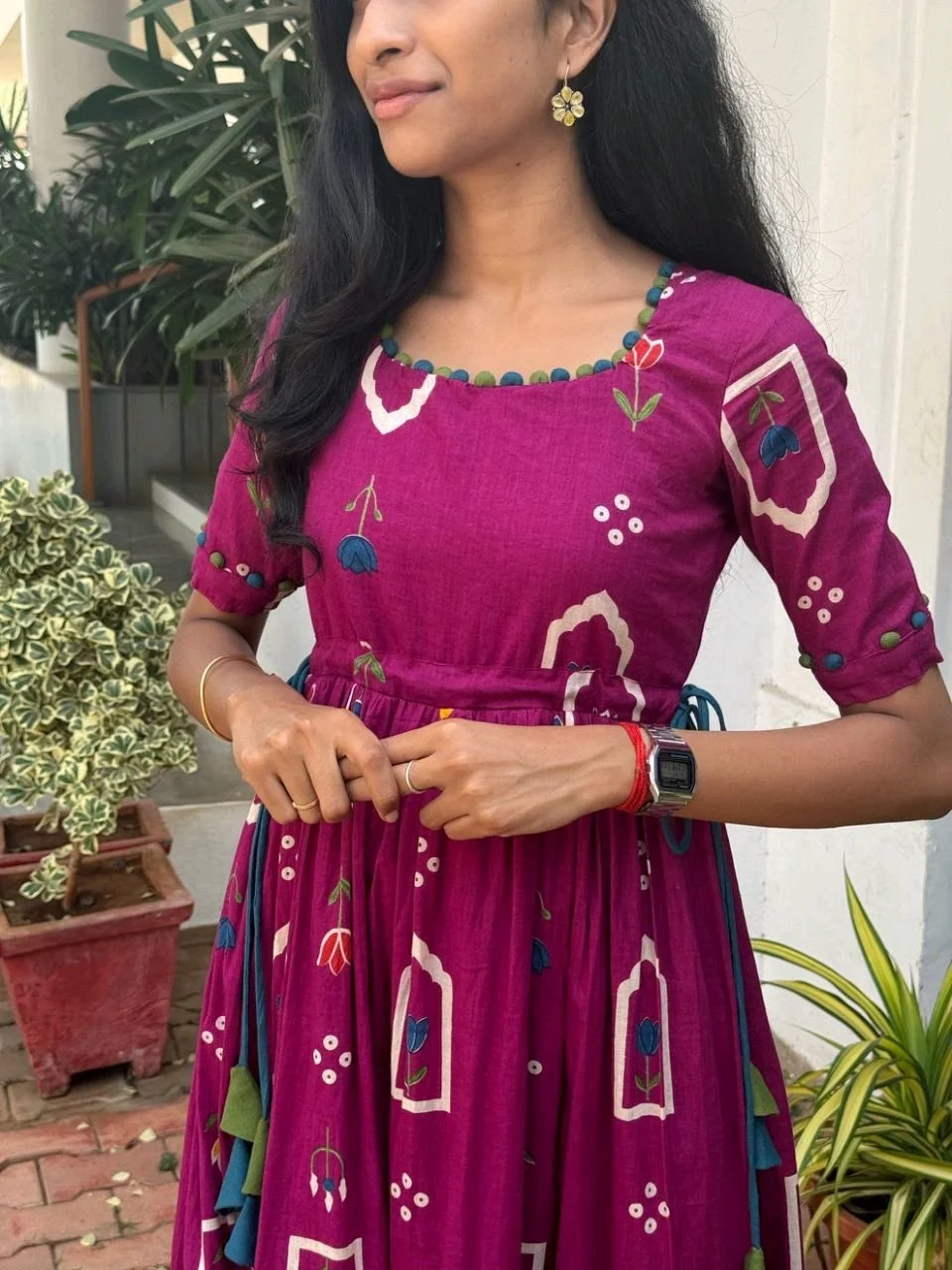 Floral Print Cotton Maxi Dress for Girls 6
