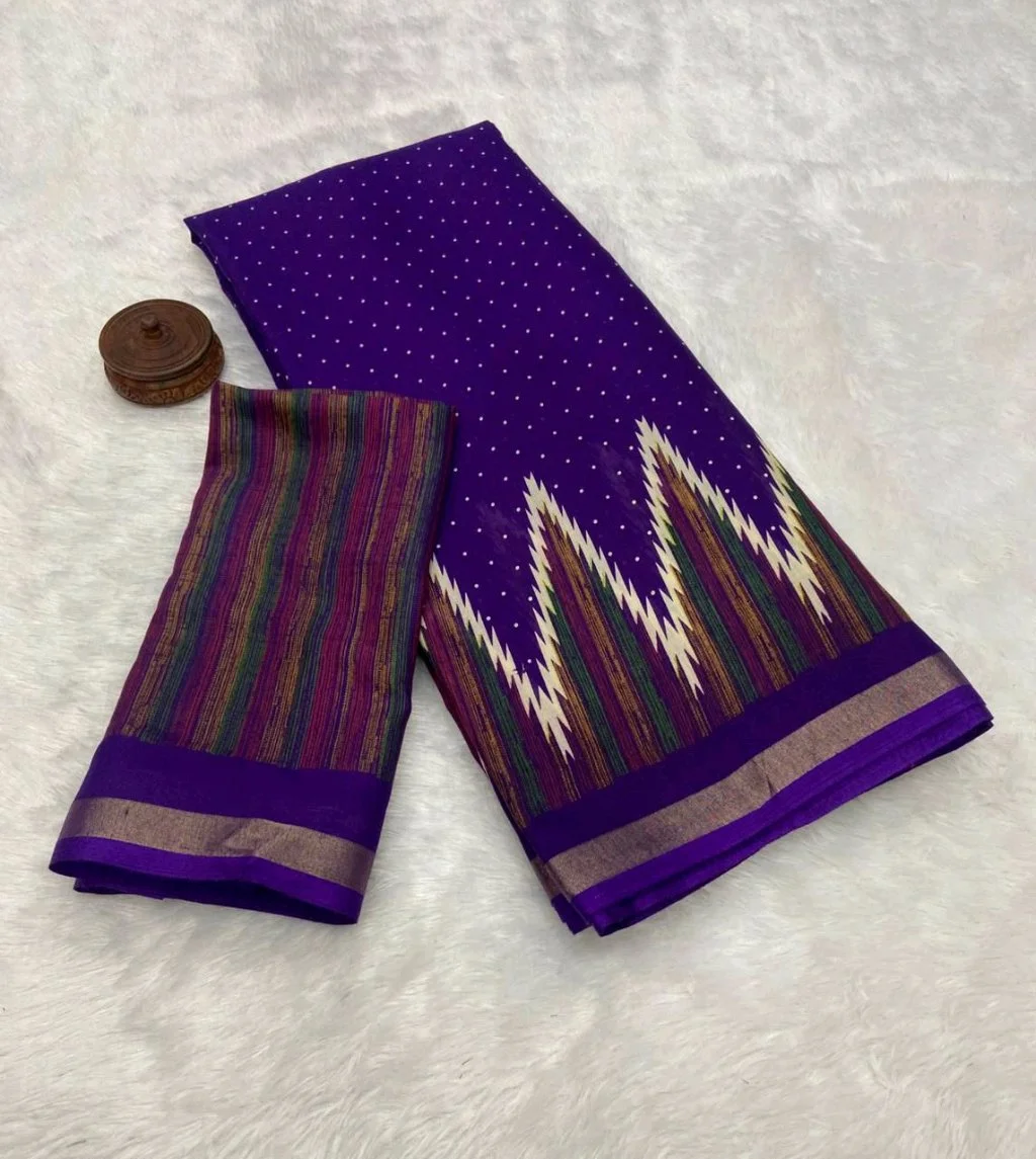 Soft Mul Mul Cotton Saree with Multicolor Border 4