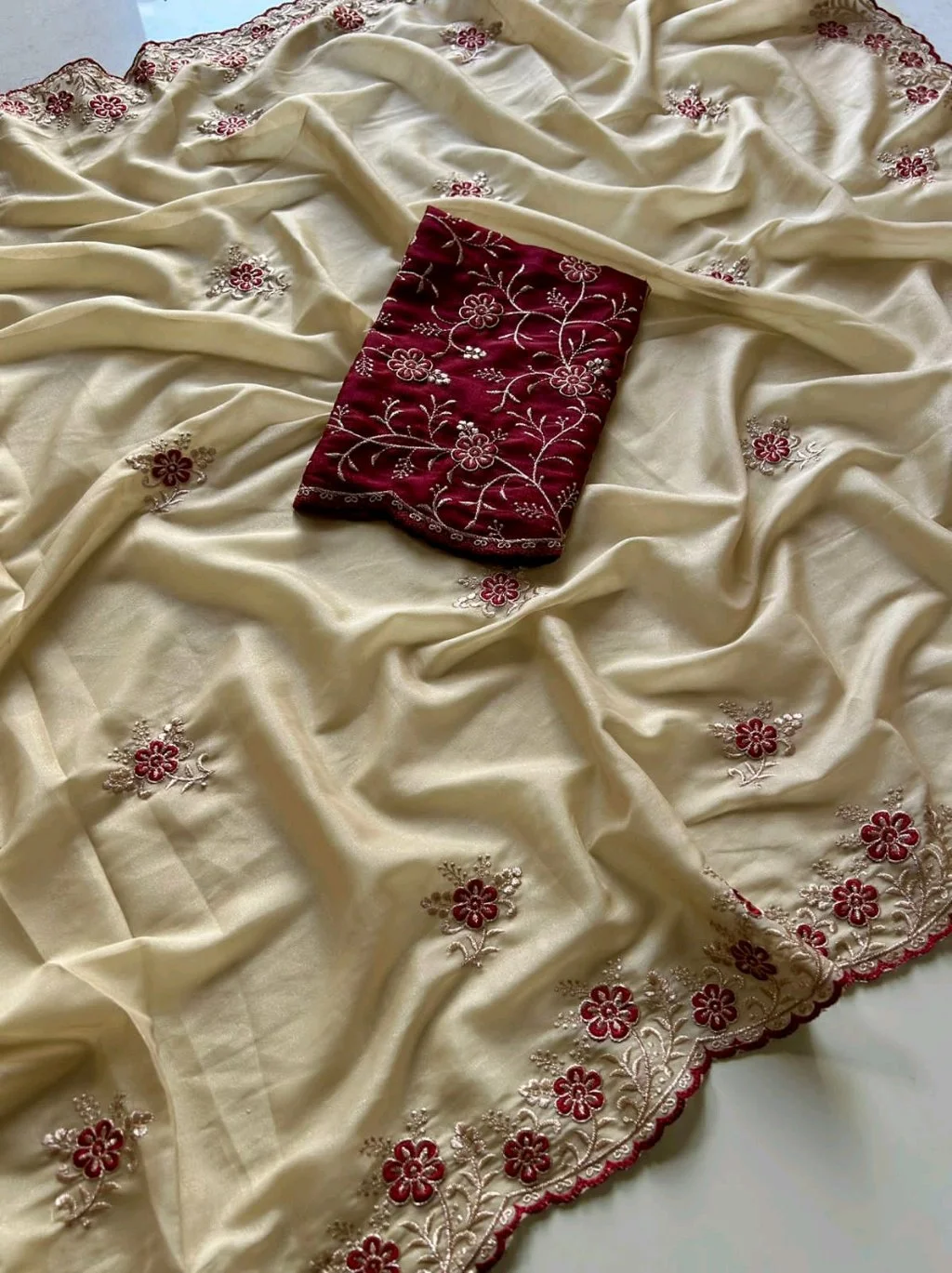 Embroidered Saree with Matching Blouse 7