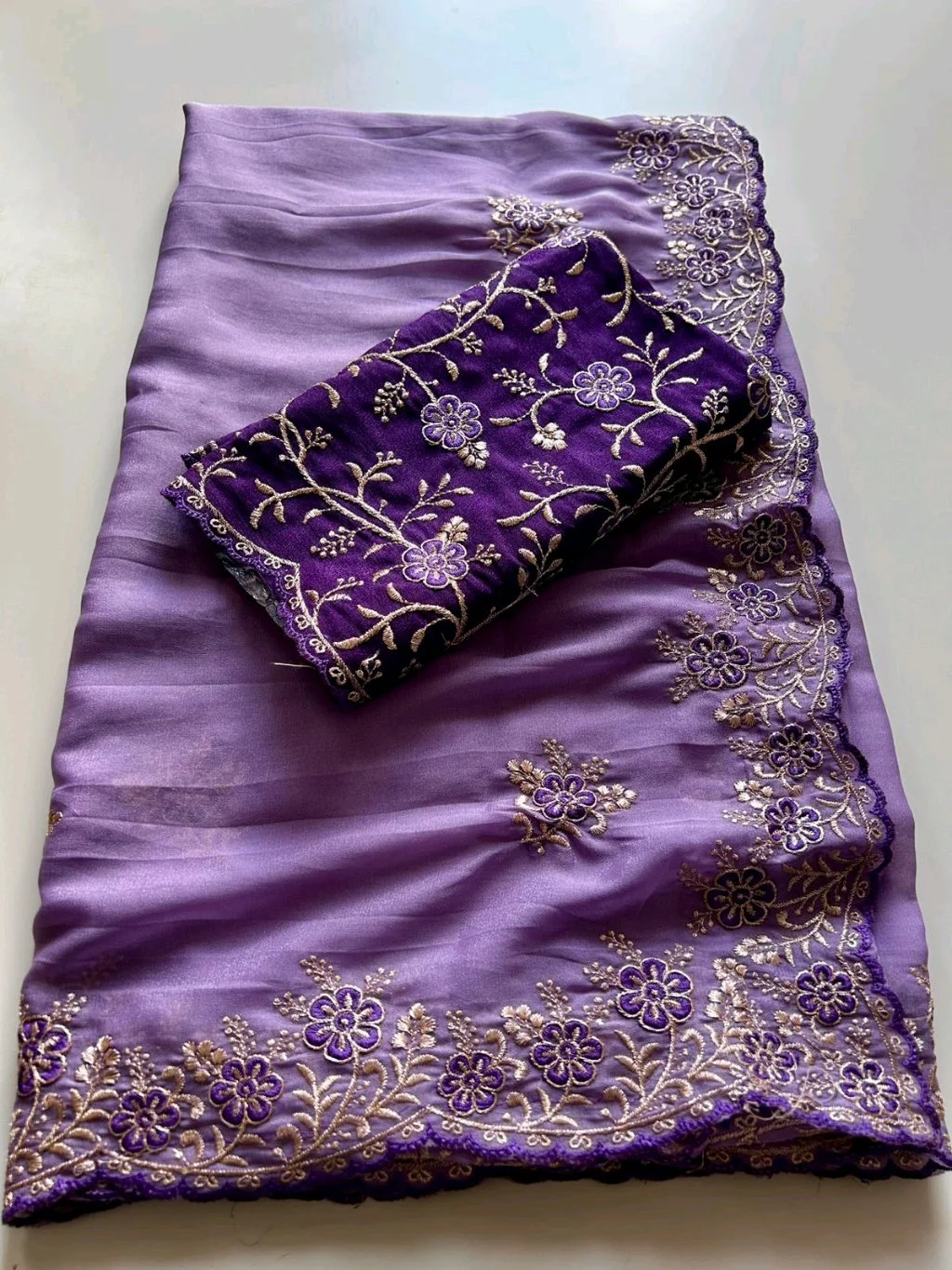 Embroidered Saree with Matching Blouse 1