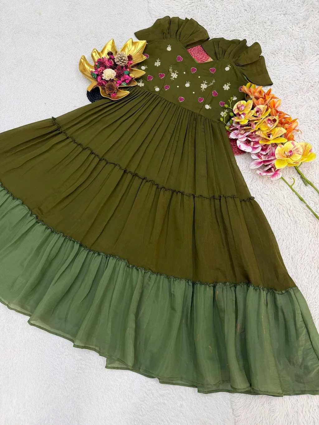 Tiered Maxi Dress with Embellishments 10
