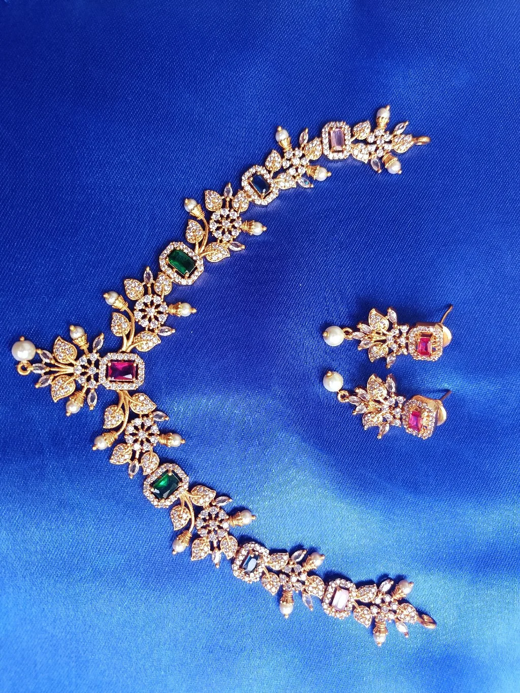 Designer Stone Necklace Set with Earrings – Bridal & Party Wear 2