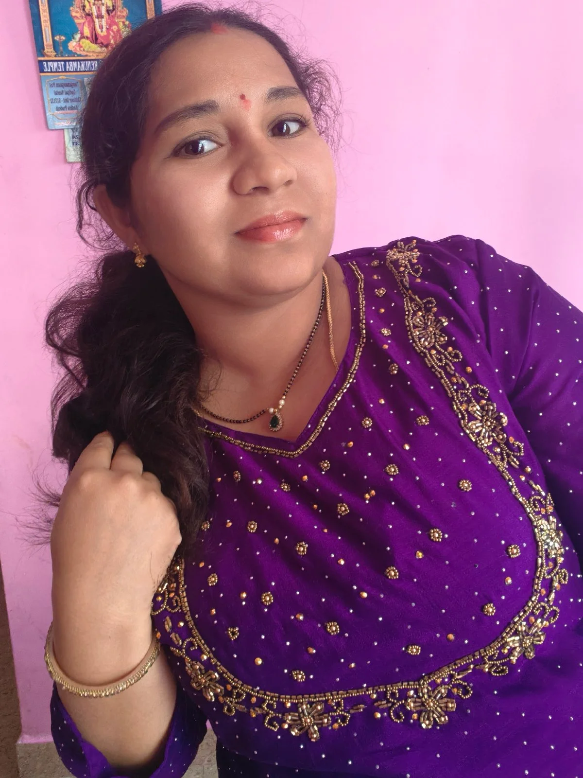 Royal purple beautiful handwork A-line kurthi 2