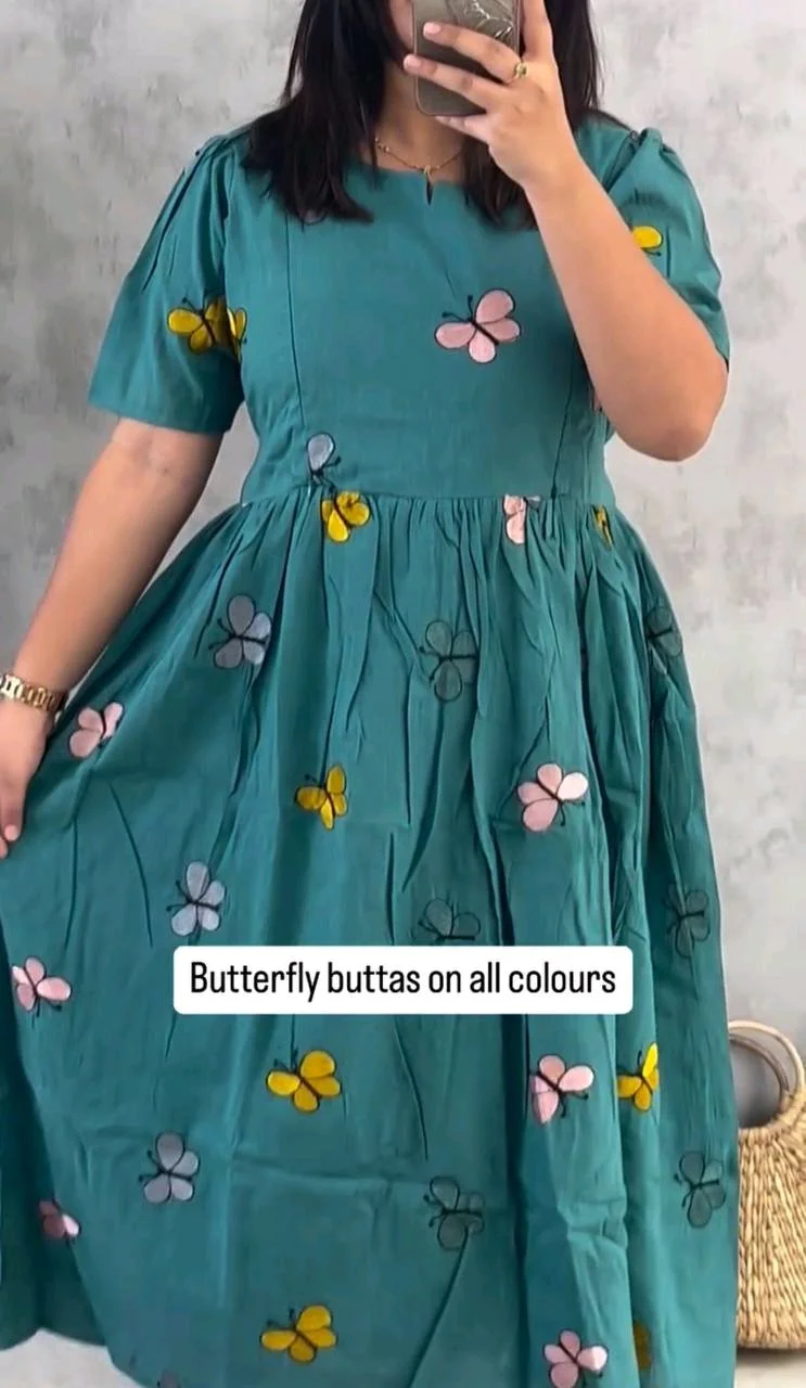 Teal Green Butterfly Print Anarkali Dress thumbnail 1