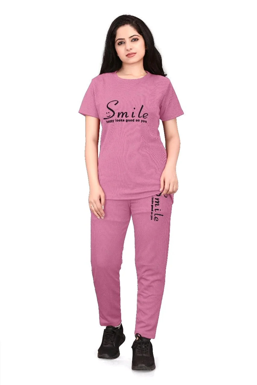 Smile Print T-shirt and Track Pants Set 2