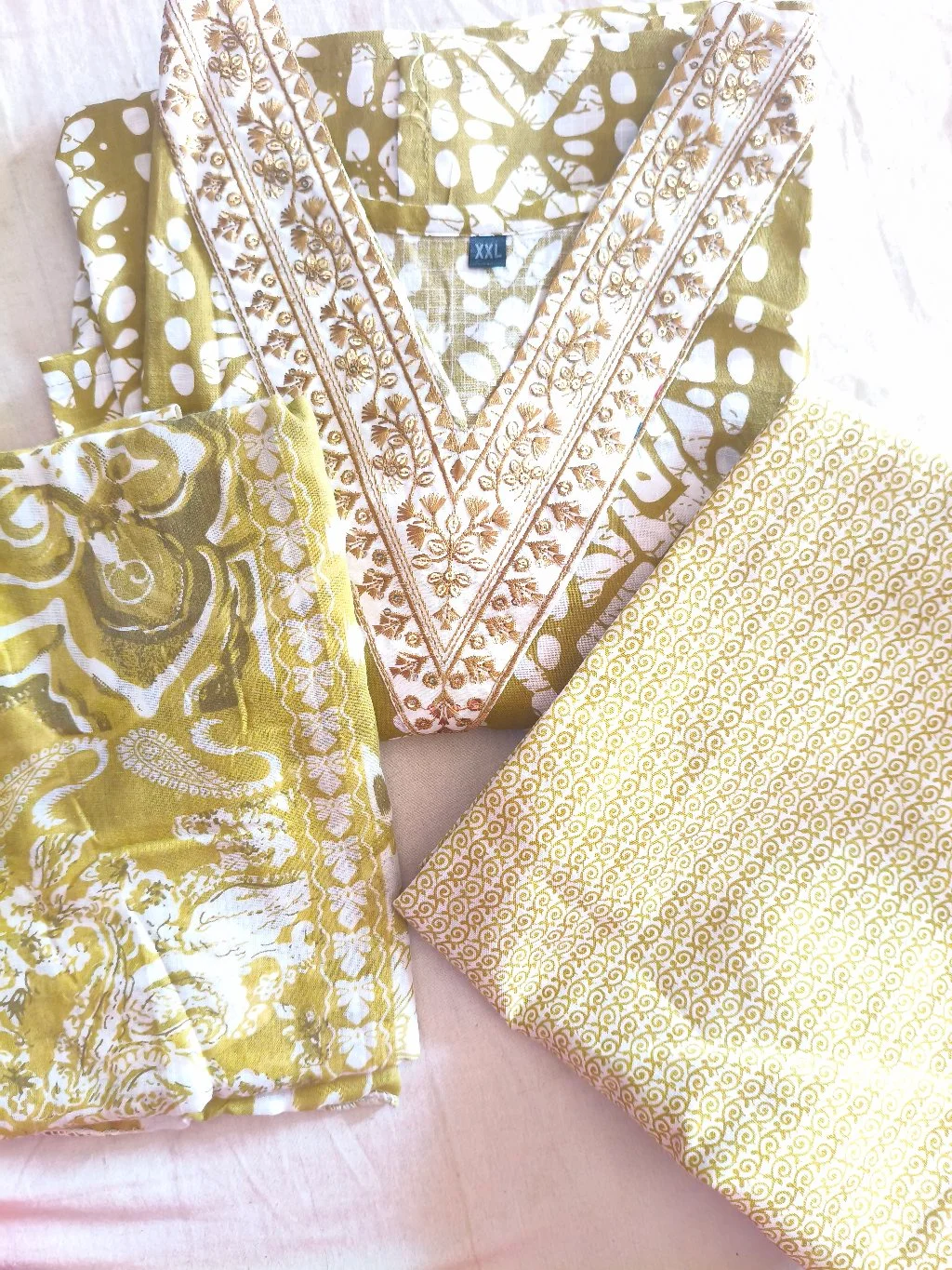 Olive Green Embroidered Kurta Set