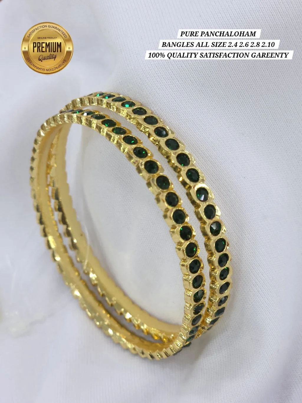 Panchaloham Gold Plated Bangles  Pink And Green 2