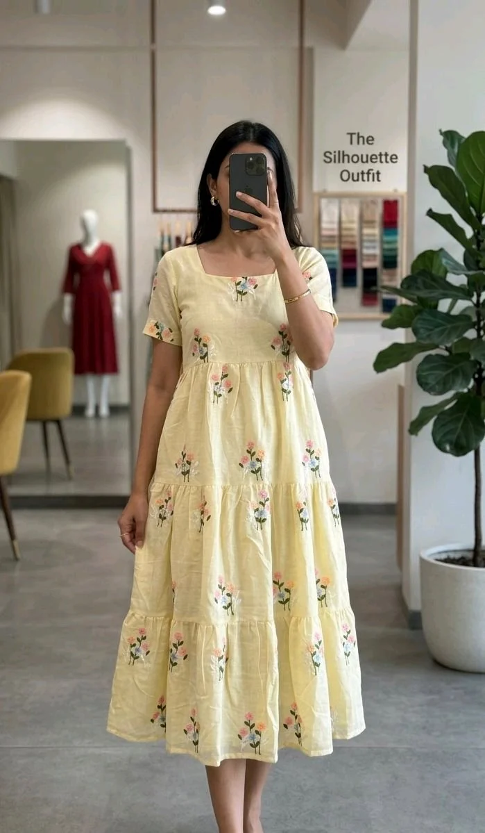 Floral Embroidered Tiered Midi Dress 1