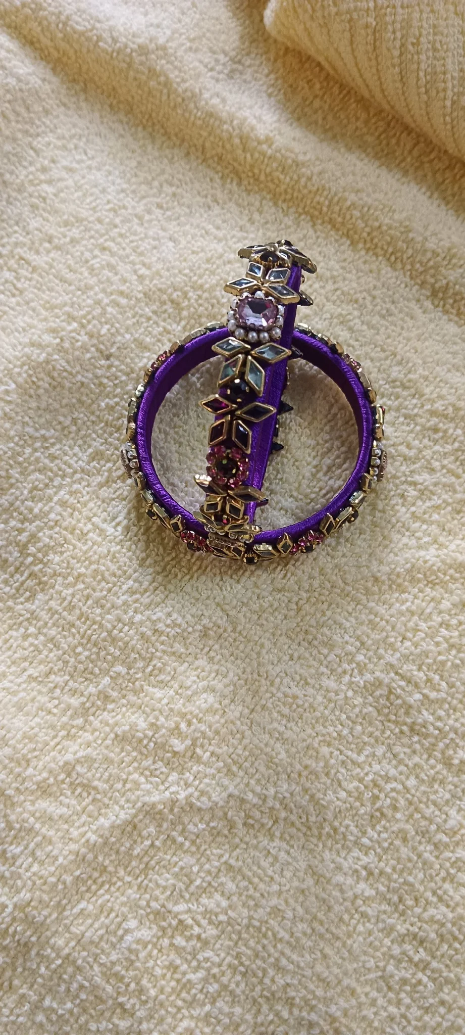 Royal Purple Silk Thread Stone Bangles (Handmade) thumbnail 4