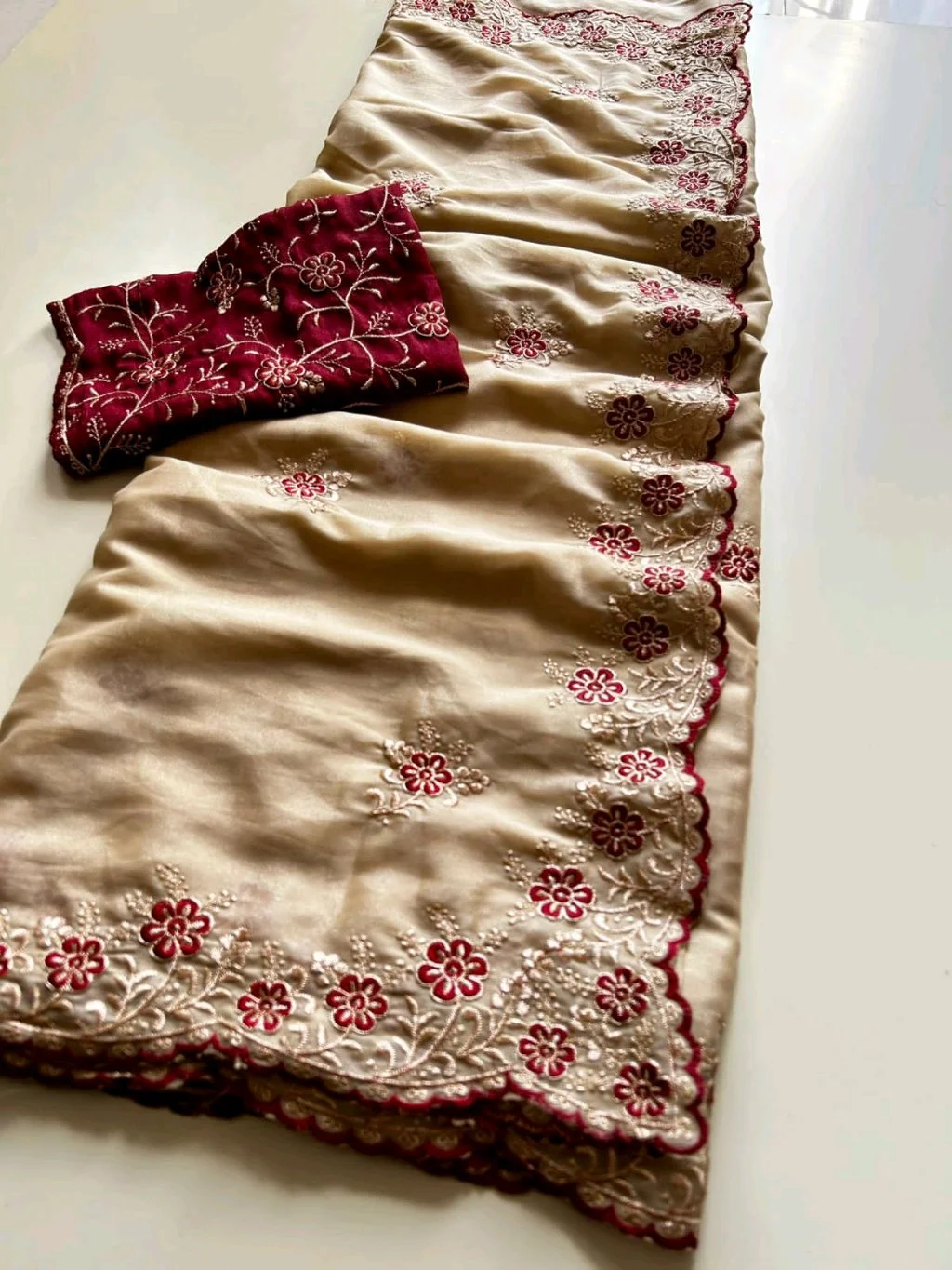Embroidered Saree with Matching Blouse 5