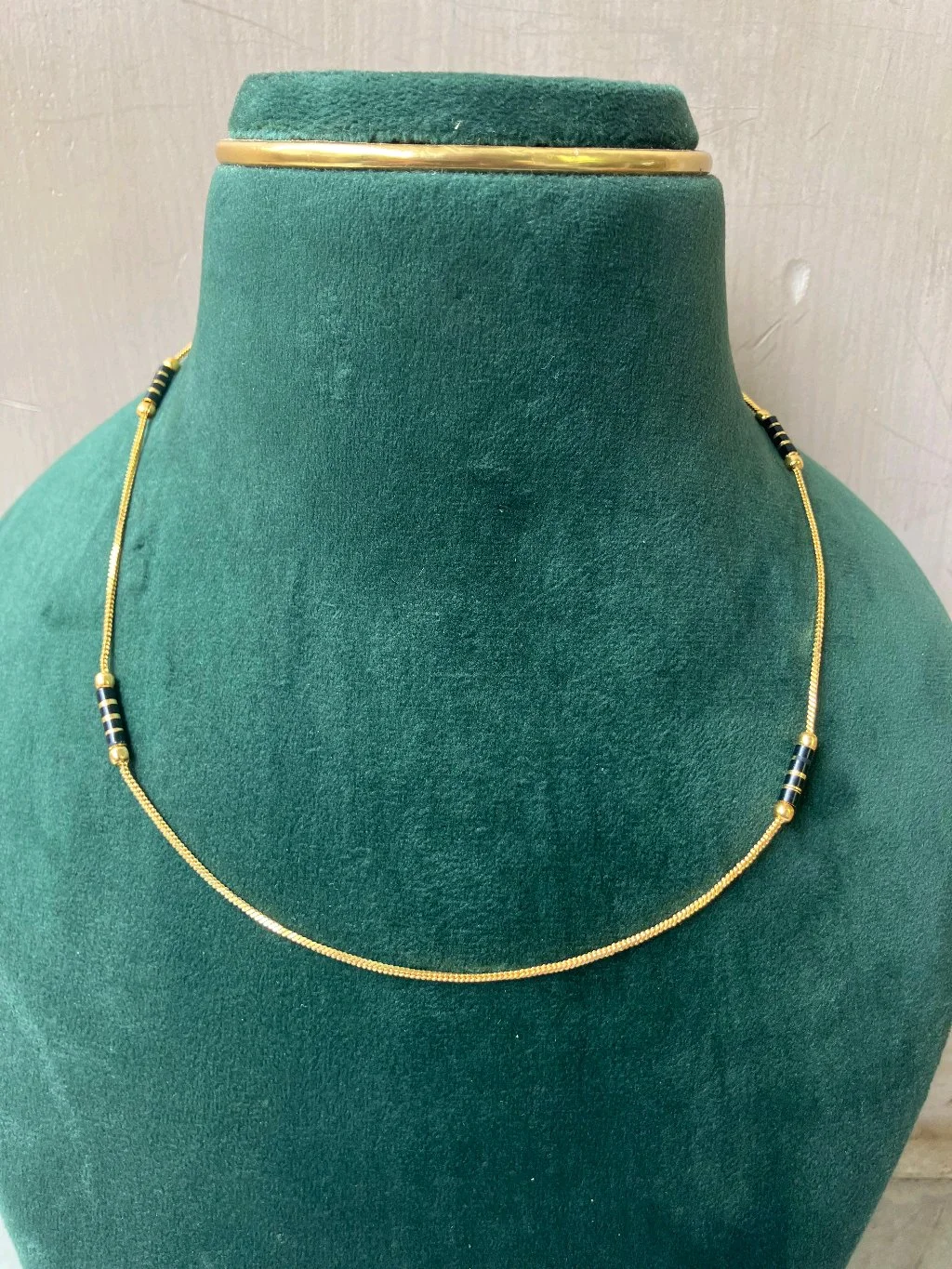 Gold Plated Black Beaded Mangalsutra with AD Pendant 4