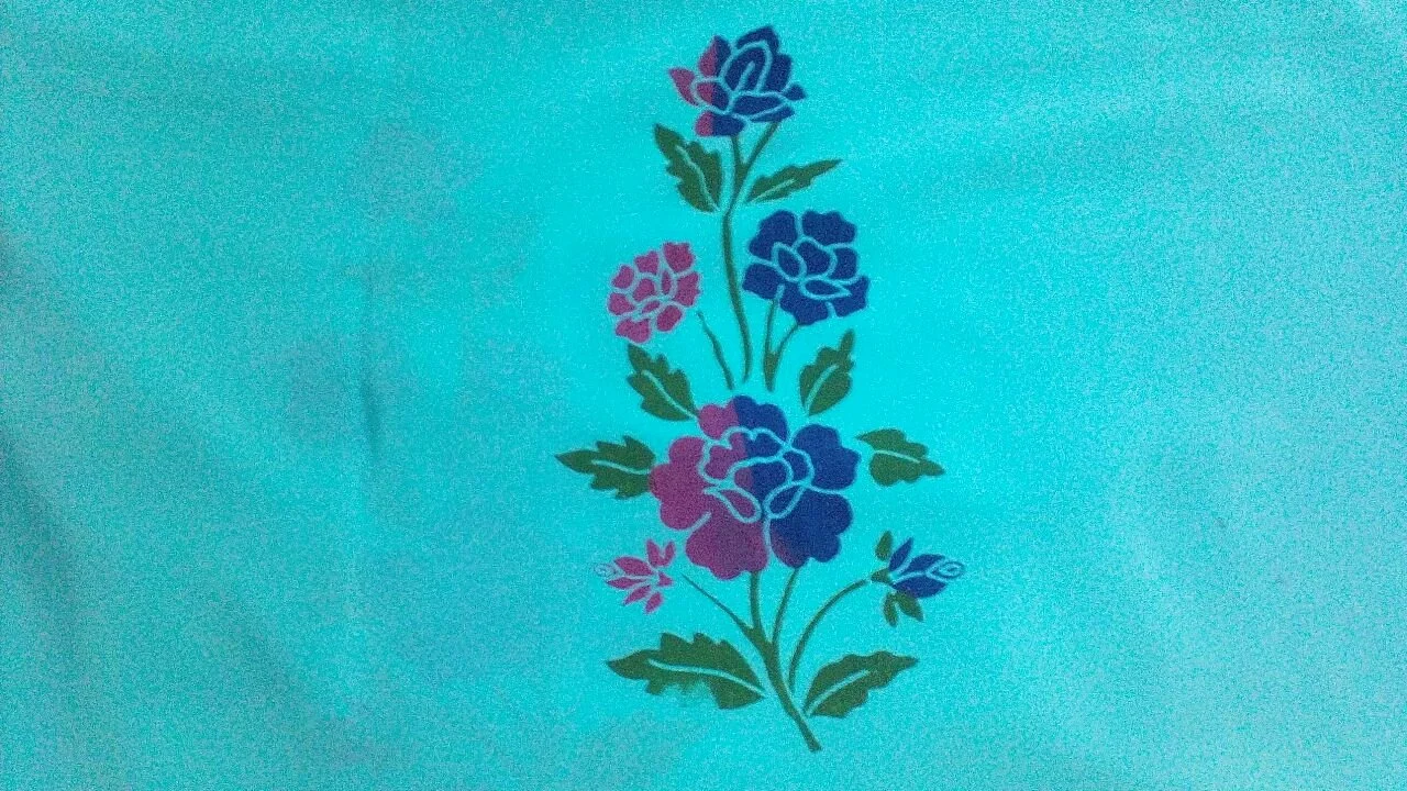Teal Floral Print Fabric thumbnail 1