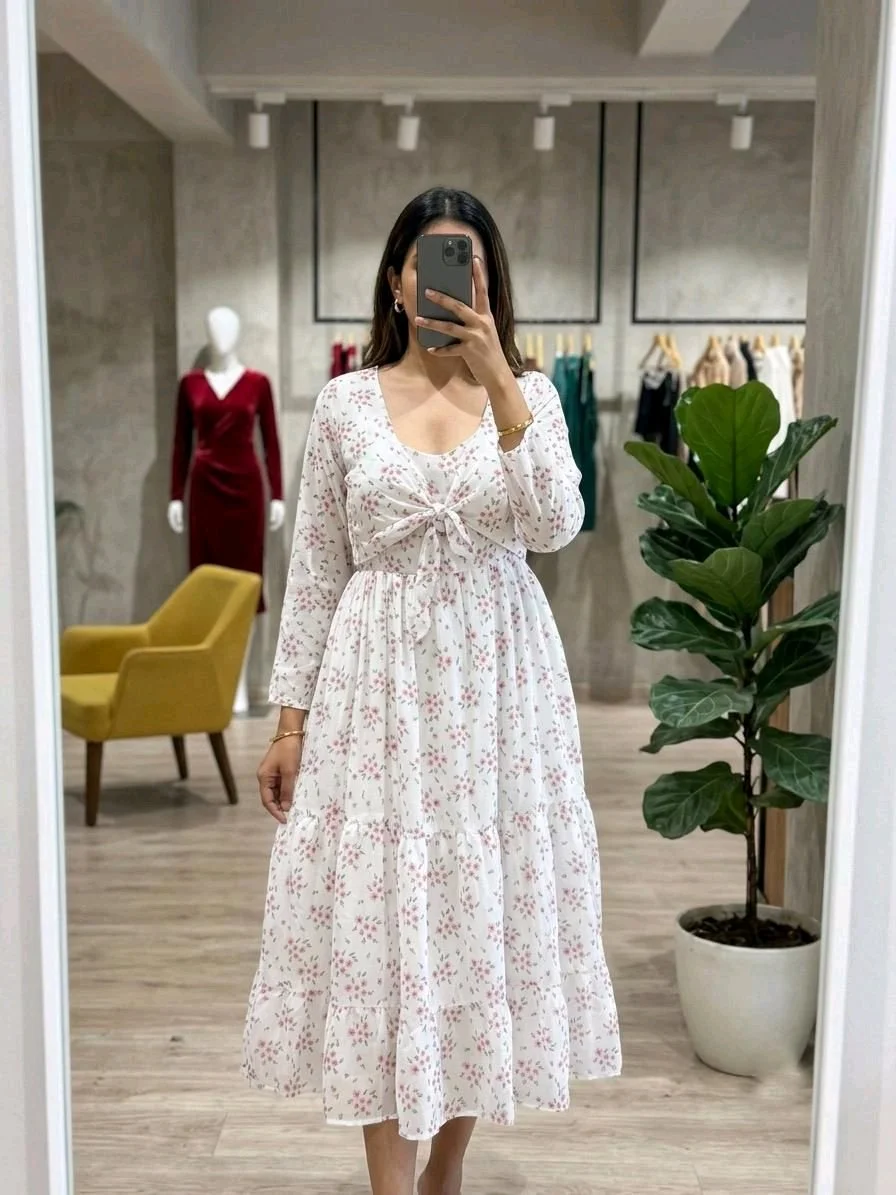 Floral Tie Front Tiered Maxi Dress thumbnail 4
