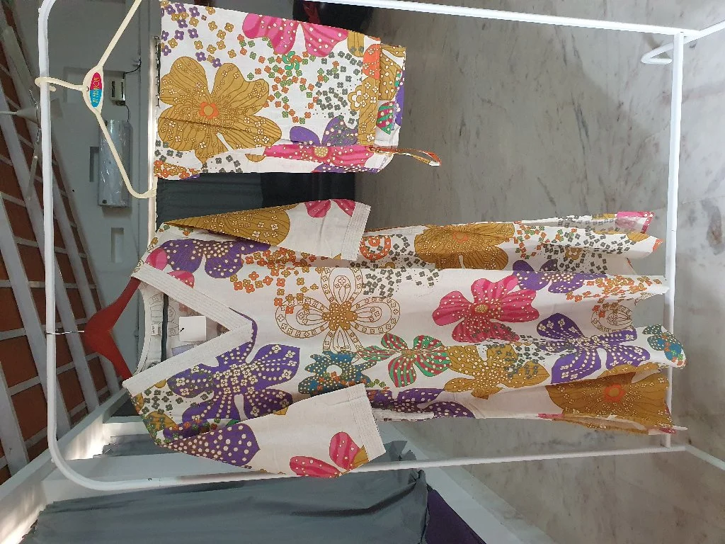 White Multi-Floral Print Cotton Suit Set