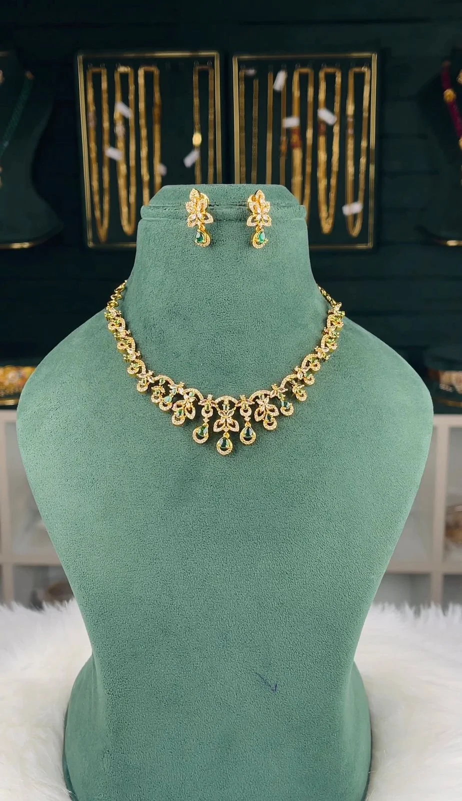 Gold Plated Ruby Stone Necklace Set 20297/1079 2