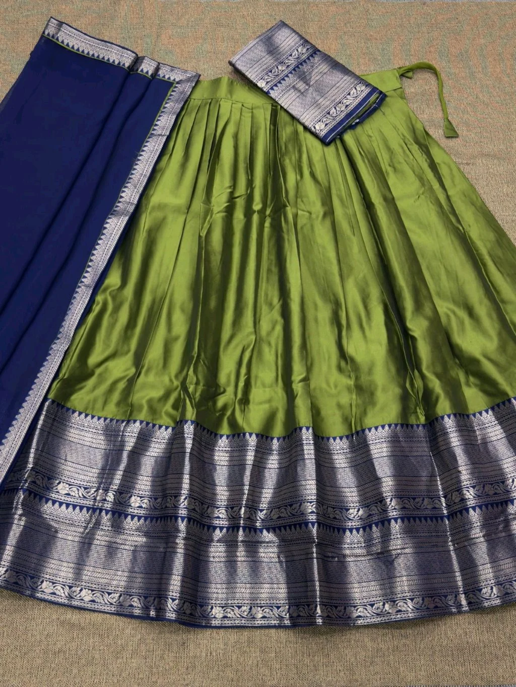 Traditional Pavadai Set with Maroon Gold Zari Border thumbnail 3