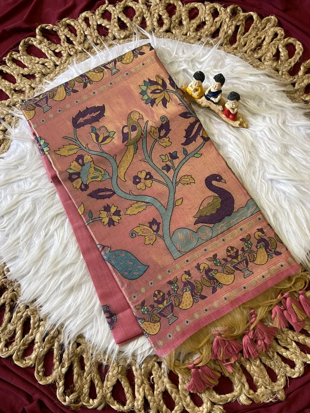 Soft Muga Cotton Paithani Saress thumbnail 7