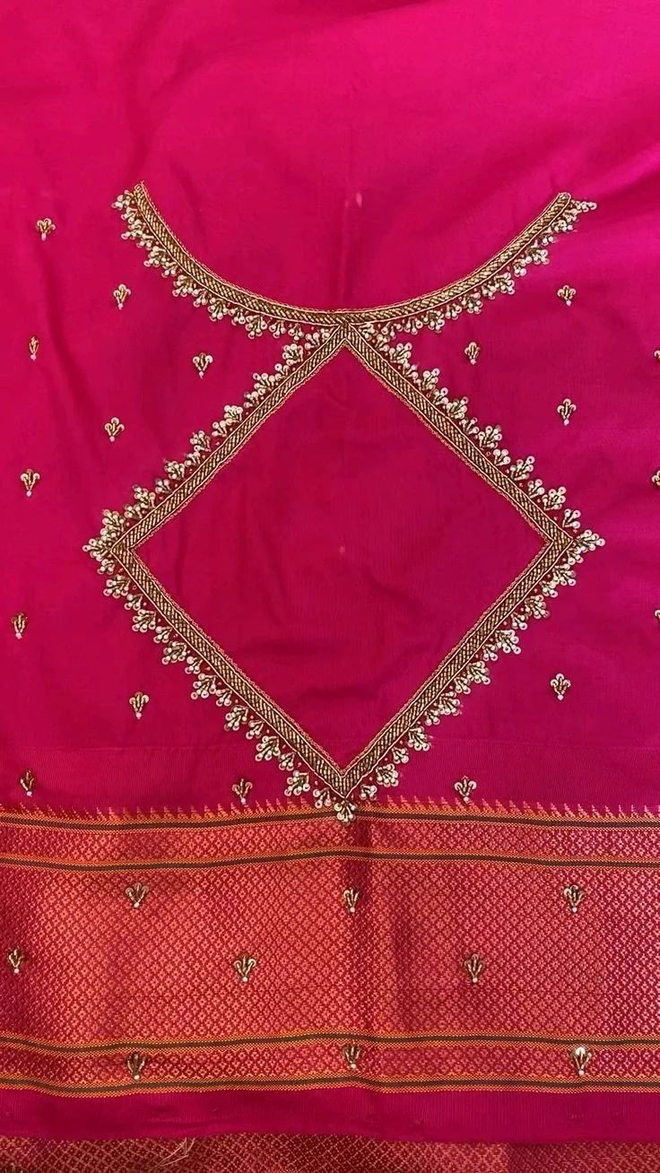 Rani Pink Maggam Work Blouse Piece