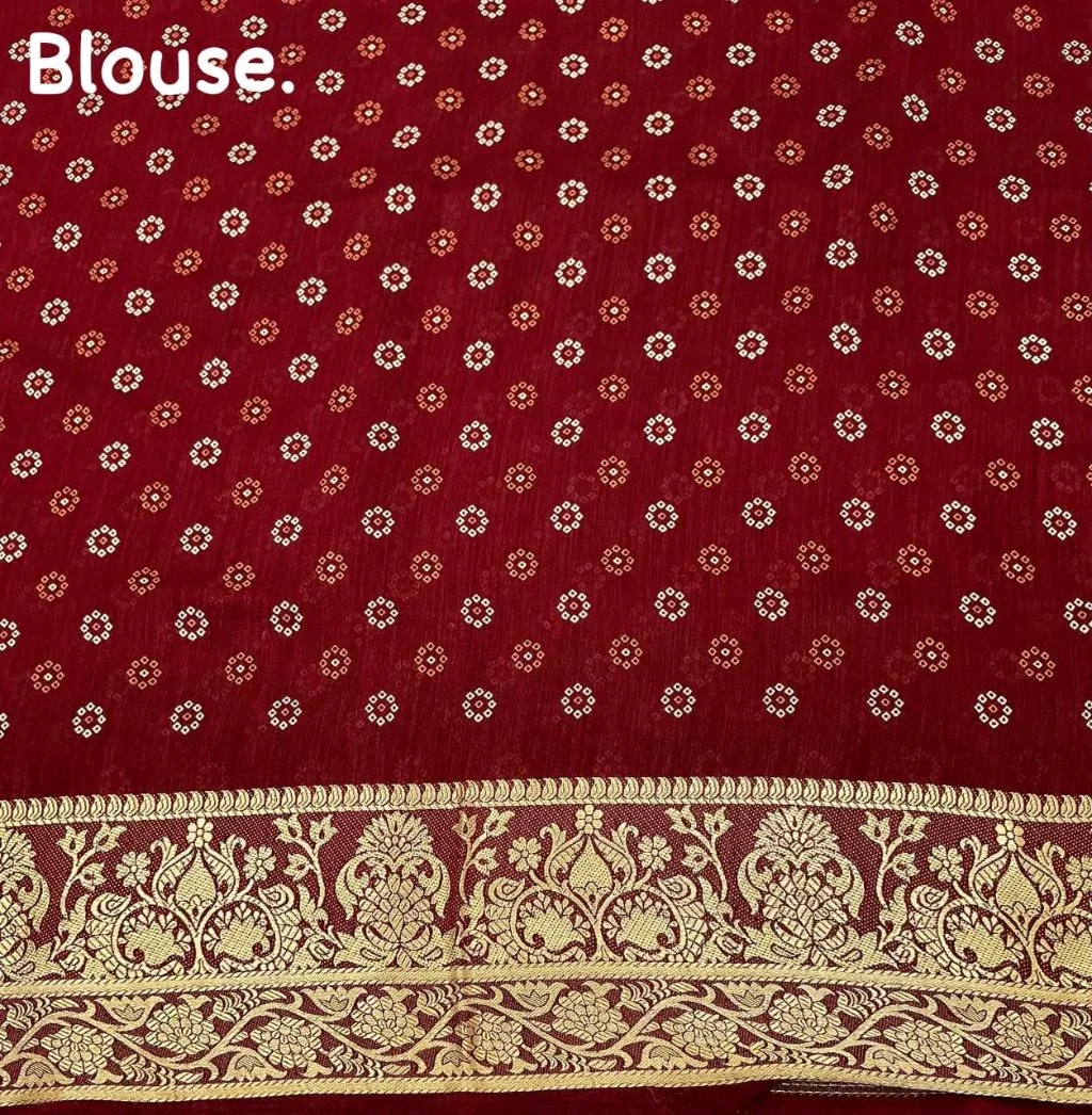 Marron Georgette Crape Bandhani Saree 3