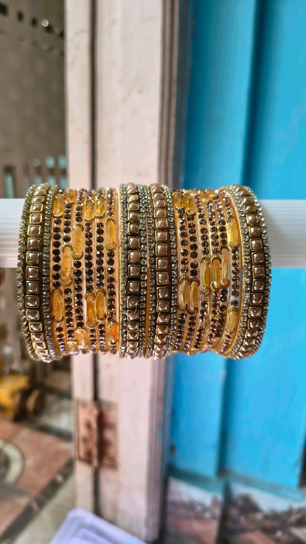 Golden Stone Studded Bangle Set