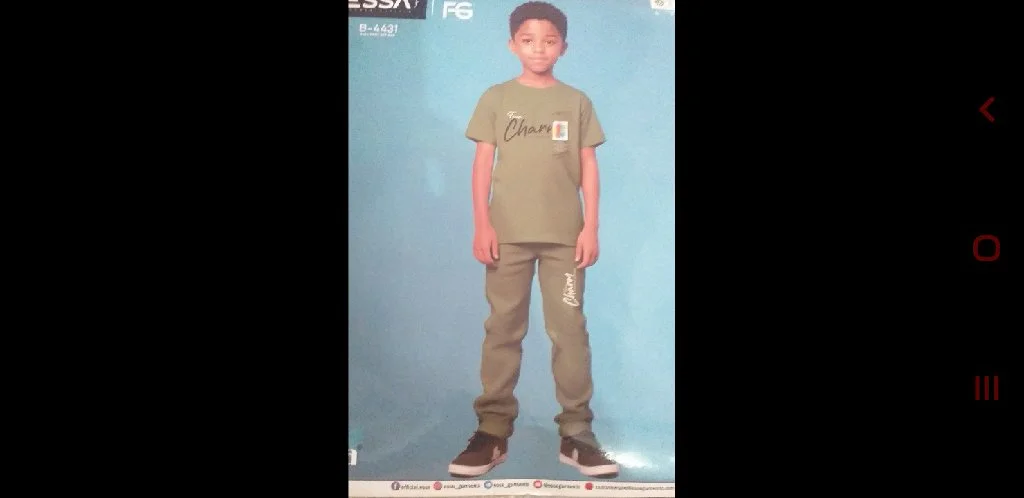 7-8 years Boys ESSA Olive Green Champ Print T-shirt and Track Pant Set