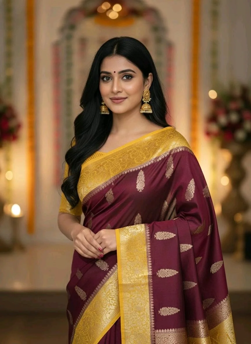 Banarasi katan dyeble lightweight & soft silk saree
