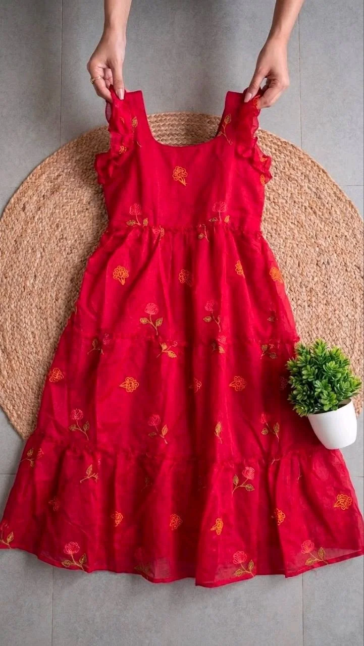 Floral Embroidered Tiered Midi Dress 5