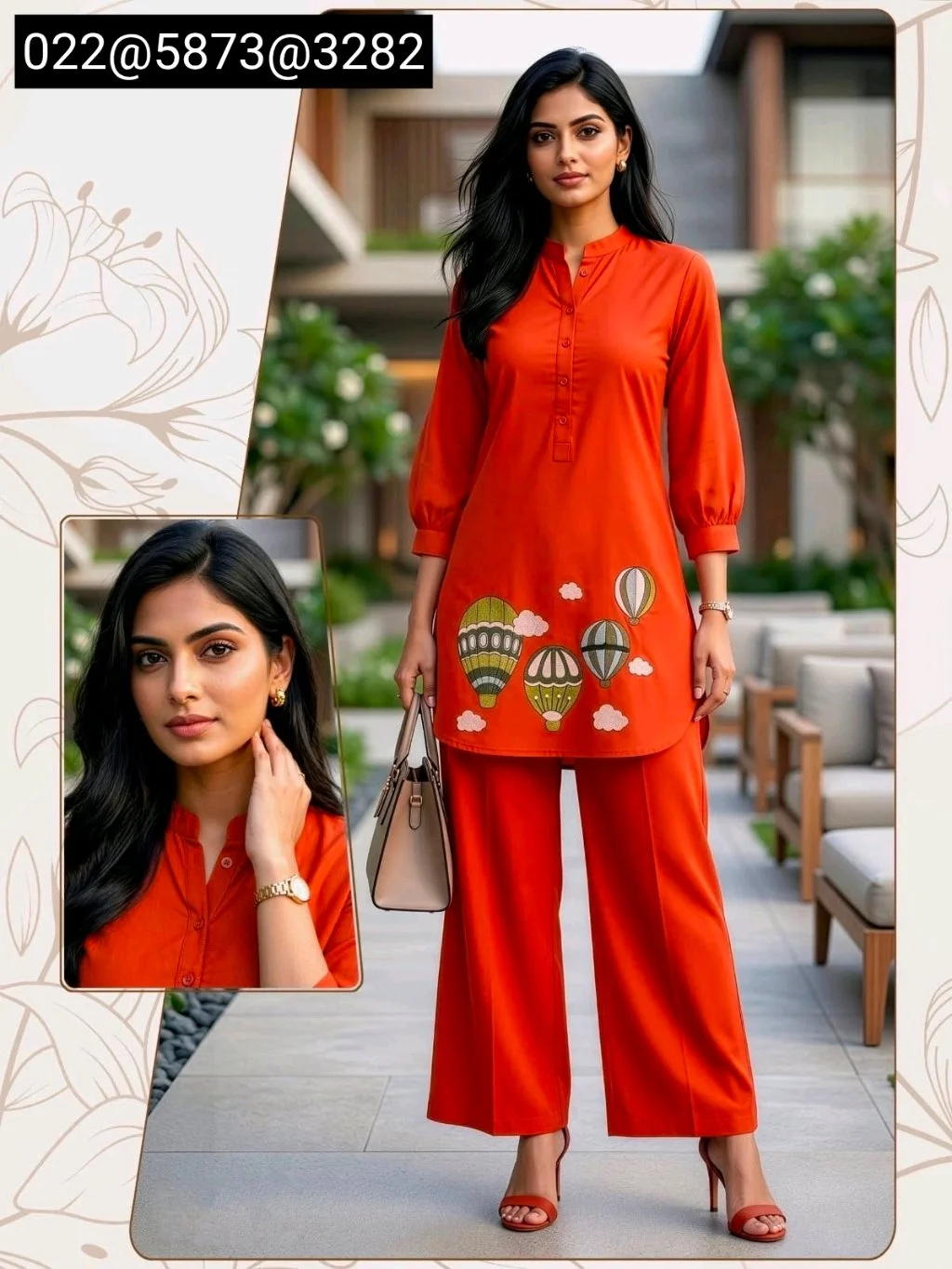Hot Air Balloon Embroidered Kurta Palazzo Set 2