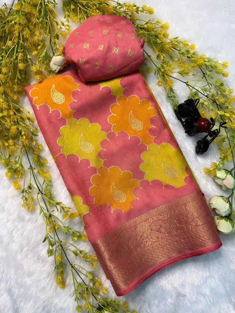 Marsh Mellow Sarees With Blouse Piece 4