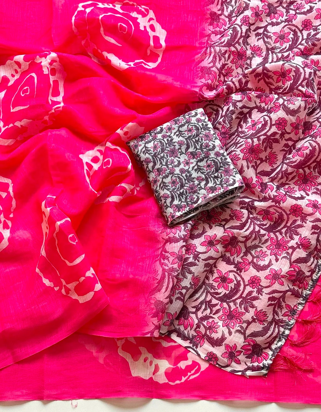 Soft Cotton Lenin Abstract Floral Print Fabric thumbnail 3