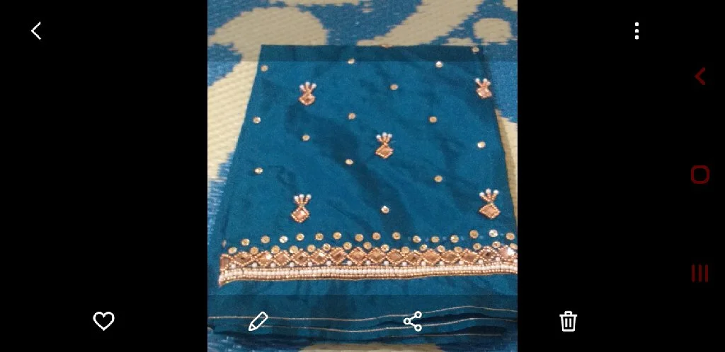 Teal Maggam Work Blouse Piece