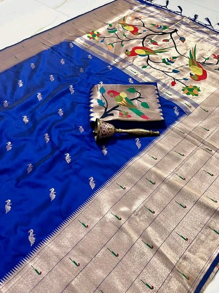 Paithani Silk Saree with Bird Motifs 4