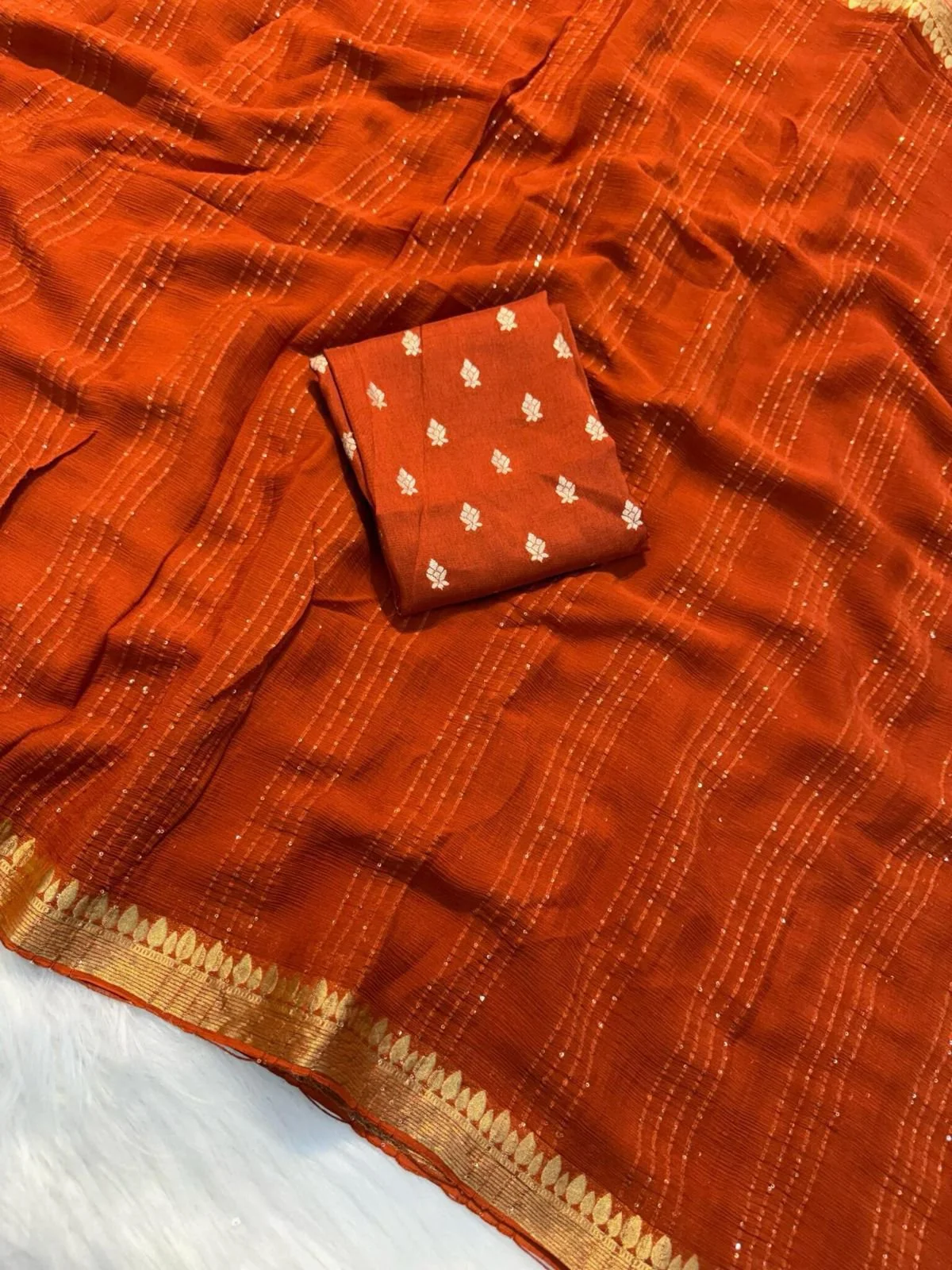 pure VISCOSE GEORGETTE sequence work sarees thumbnail 6