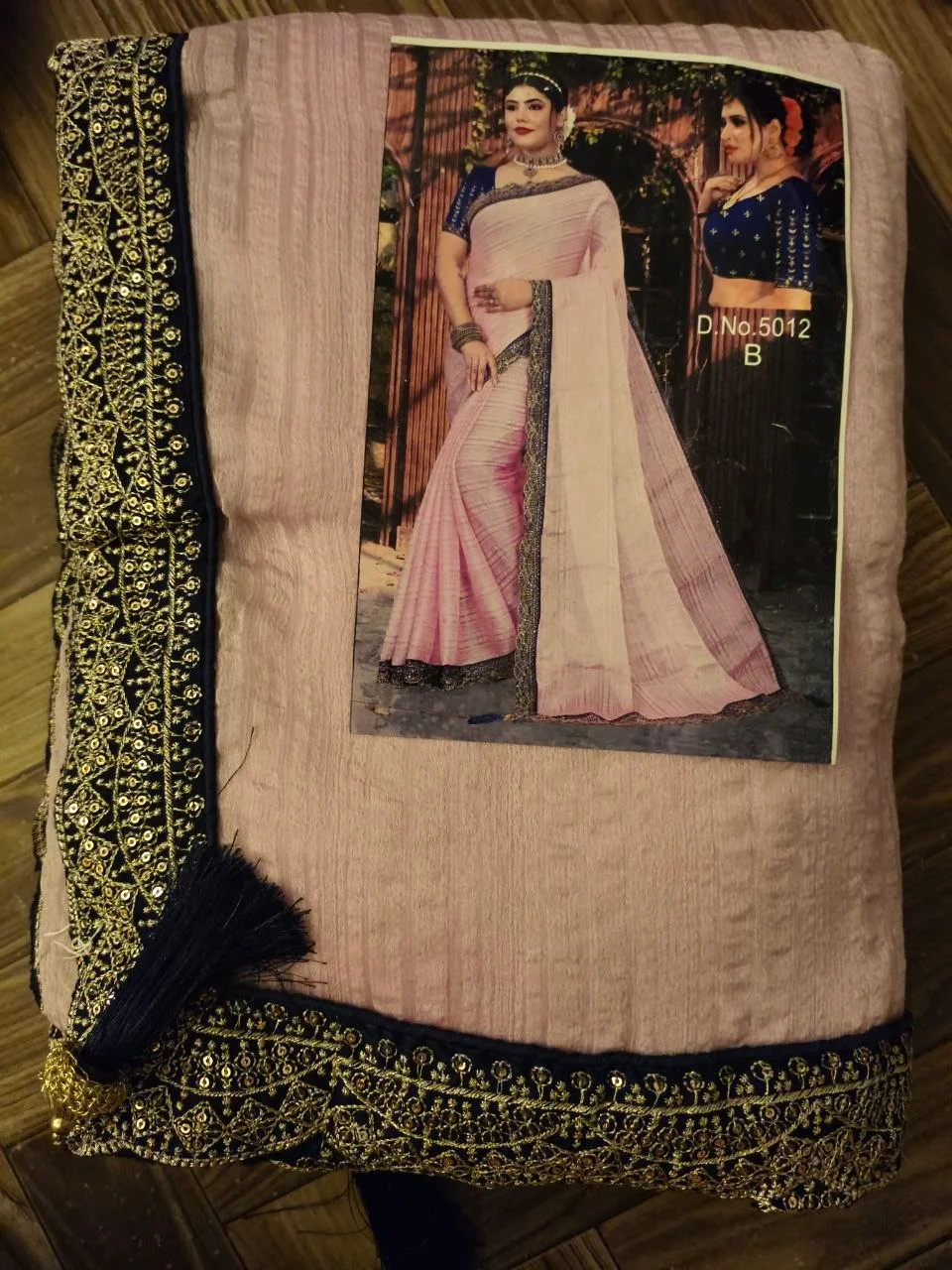 Light Green Saree with Embroidered Sequin Border 2